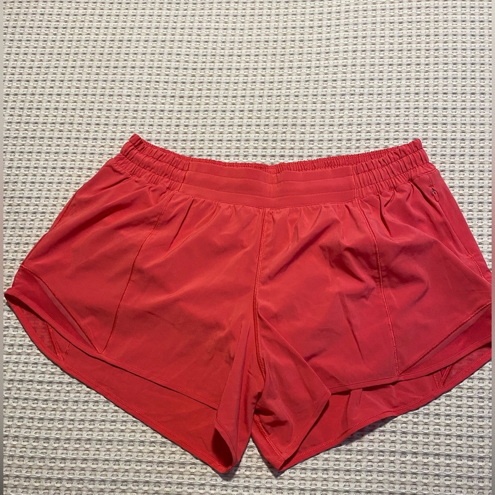 Red lululemon hotty hot shorts